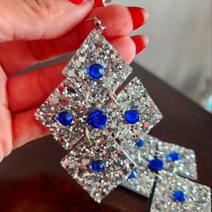 Taylor Swift inspired earrings blue silver